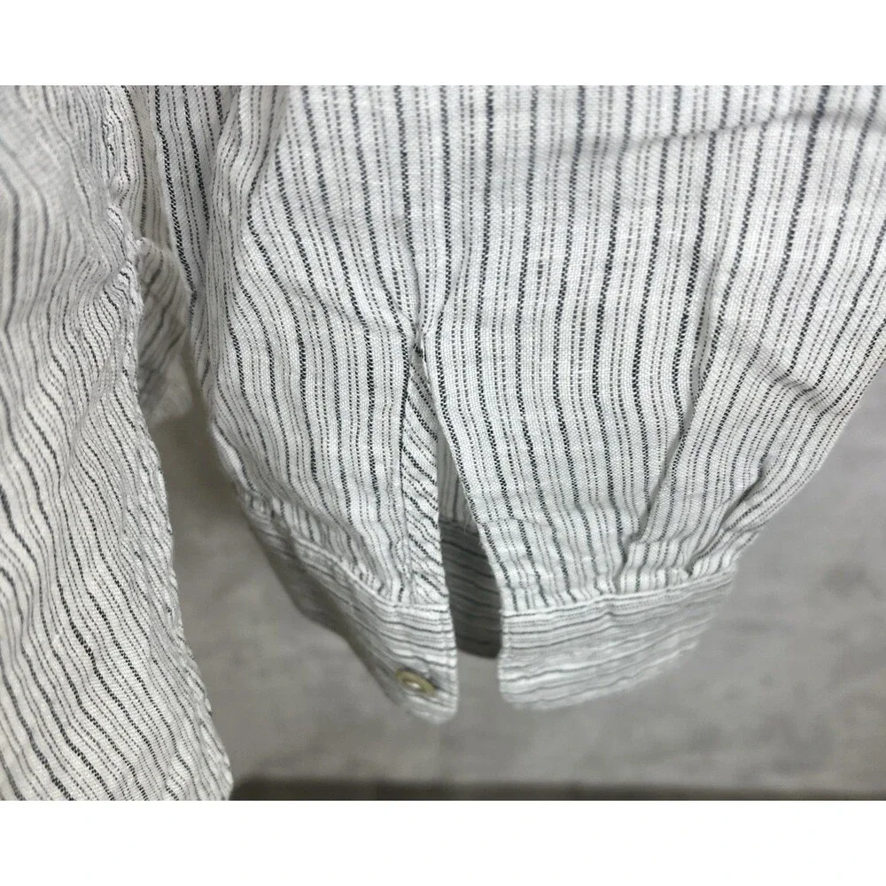 Eileen Fisher 100% Linen Button Front Blouse Striped Multicolor Size XS - Picture 6 of 9